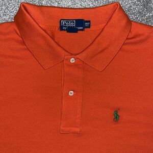 Big Man Polo by Ralph Lauren orange w/ green pony polo golf shirt 3XLT tall